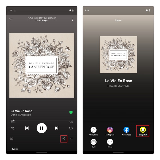 share music from spotify to snapchat