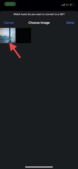 choose image to make GIF on iPhone