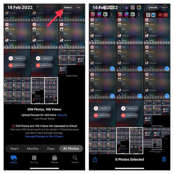 Select Photos for deletion on iOS