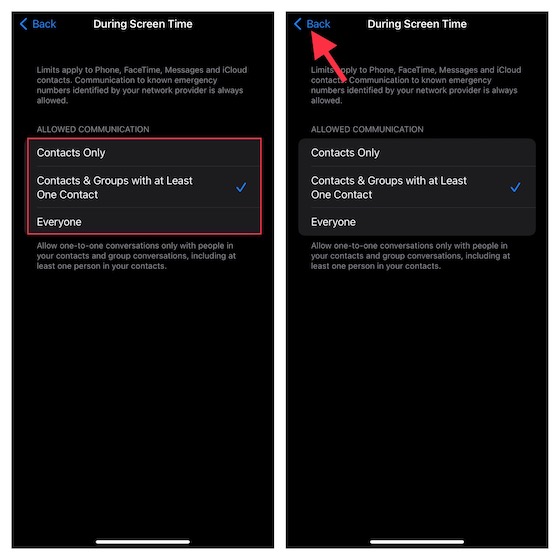 Set communication limits on iPhone