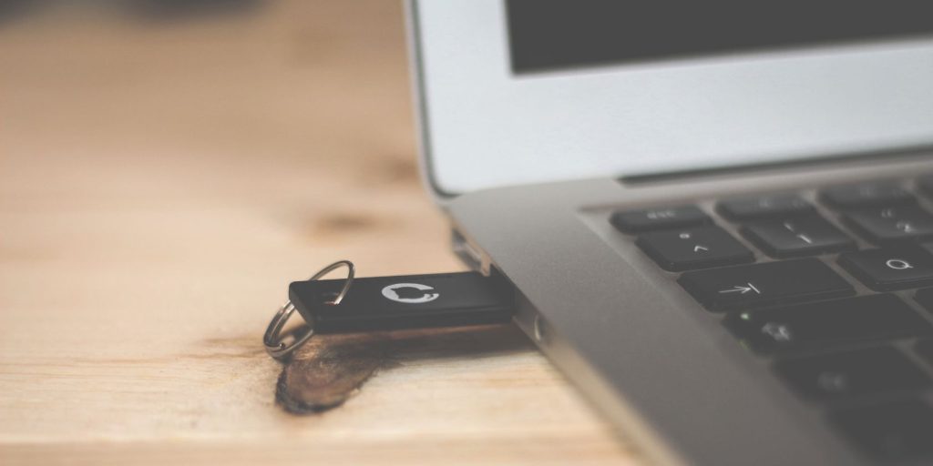 USB drive connected to MacBook