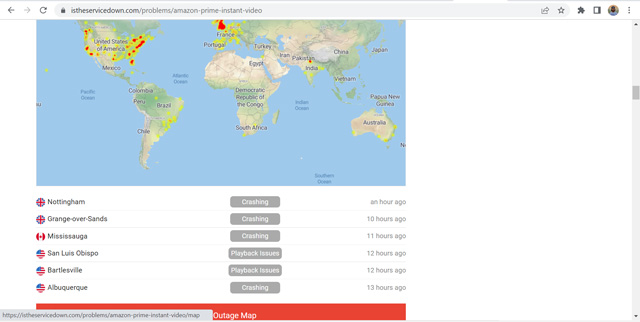 server down report for Amazon Prime Video
