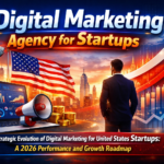 Create an thumbnail image format 16:9 "Digital Marketing Agency for startups- The Strategic Evolution of Digital Marketing for United States Startups: A 2026 Performance and Growth Roadmap"